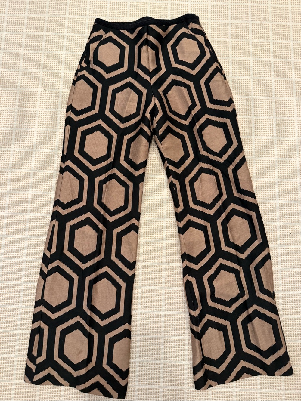 Trina Turk Black and Tan Geometric Pants